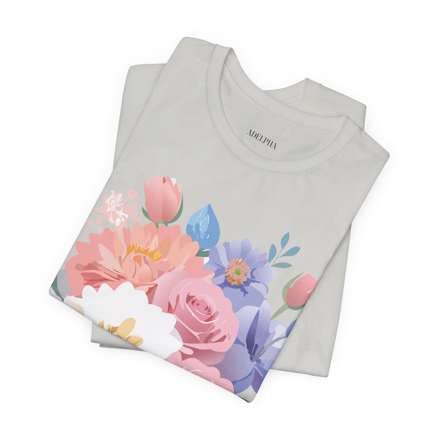 T-shirt en coton naturel avec fleurs