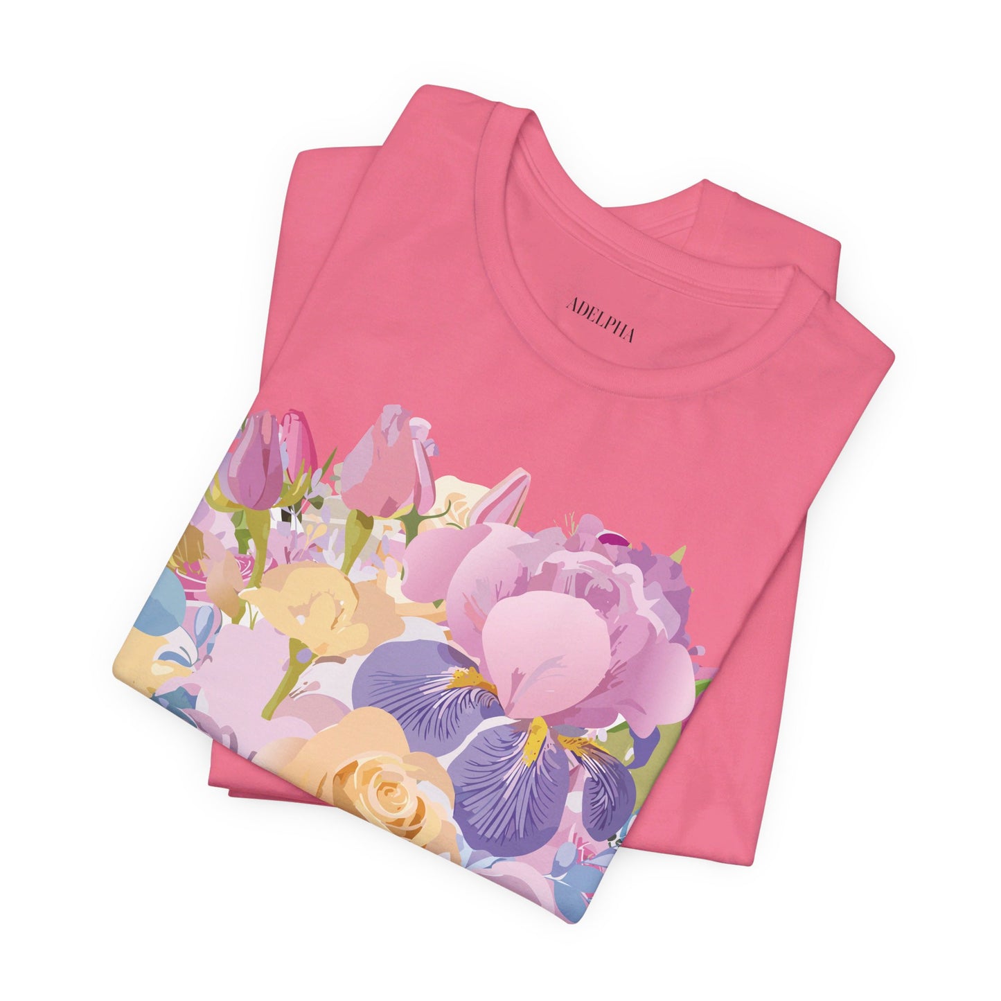 Natural Cotton Tee Shirt with Flowers