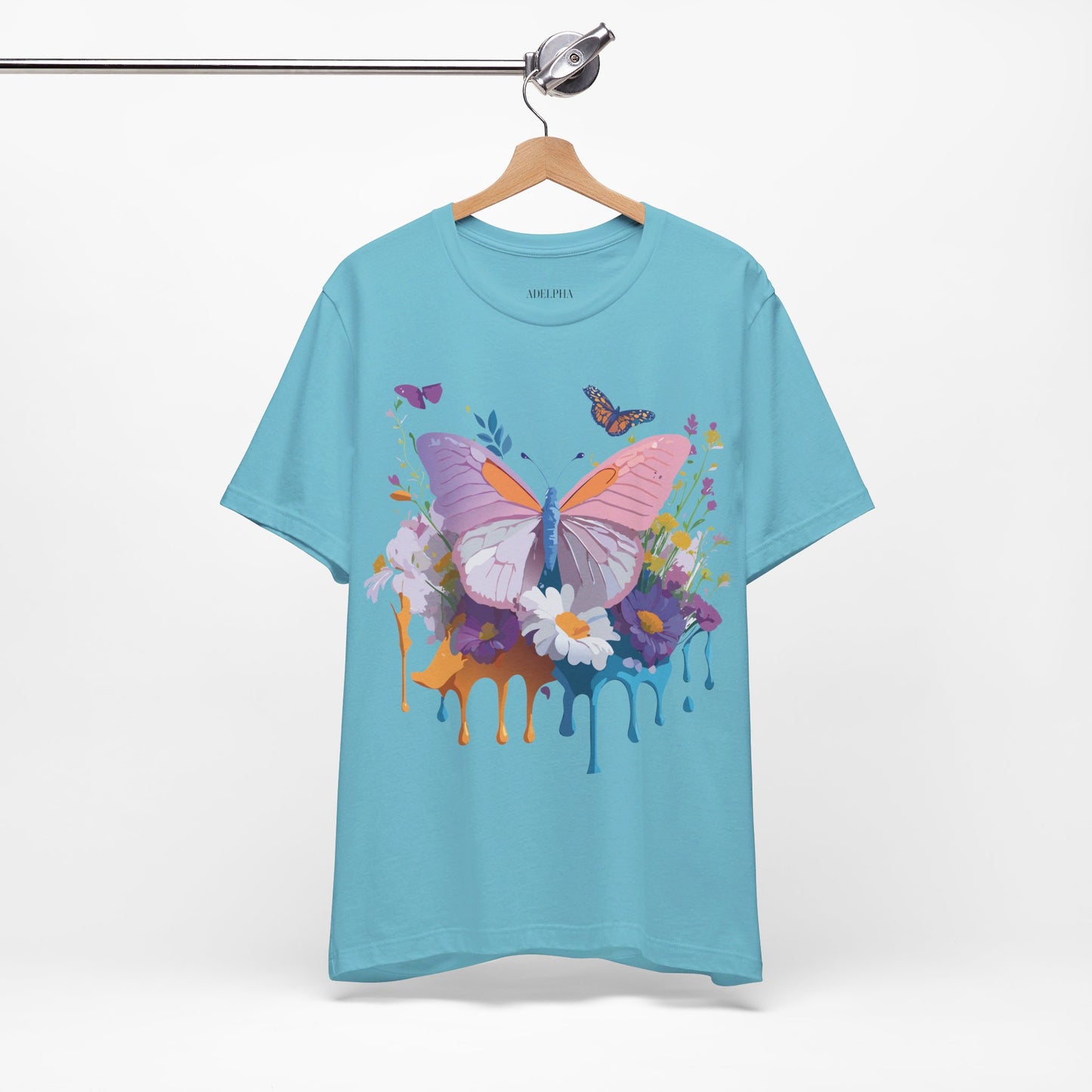 Natural Cotton Tee Shirt with Butterfly