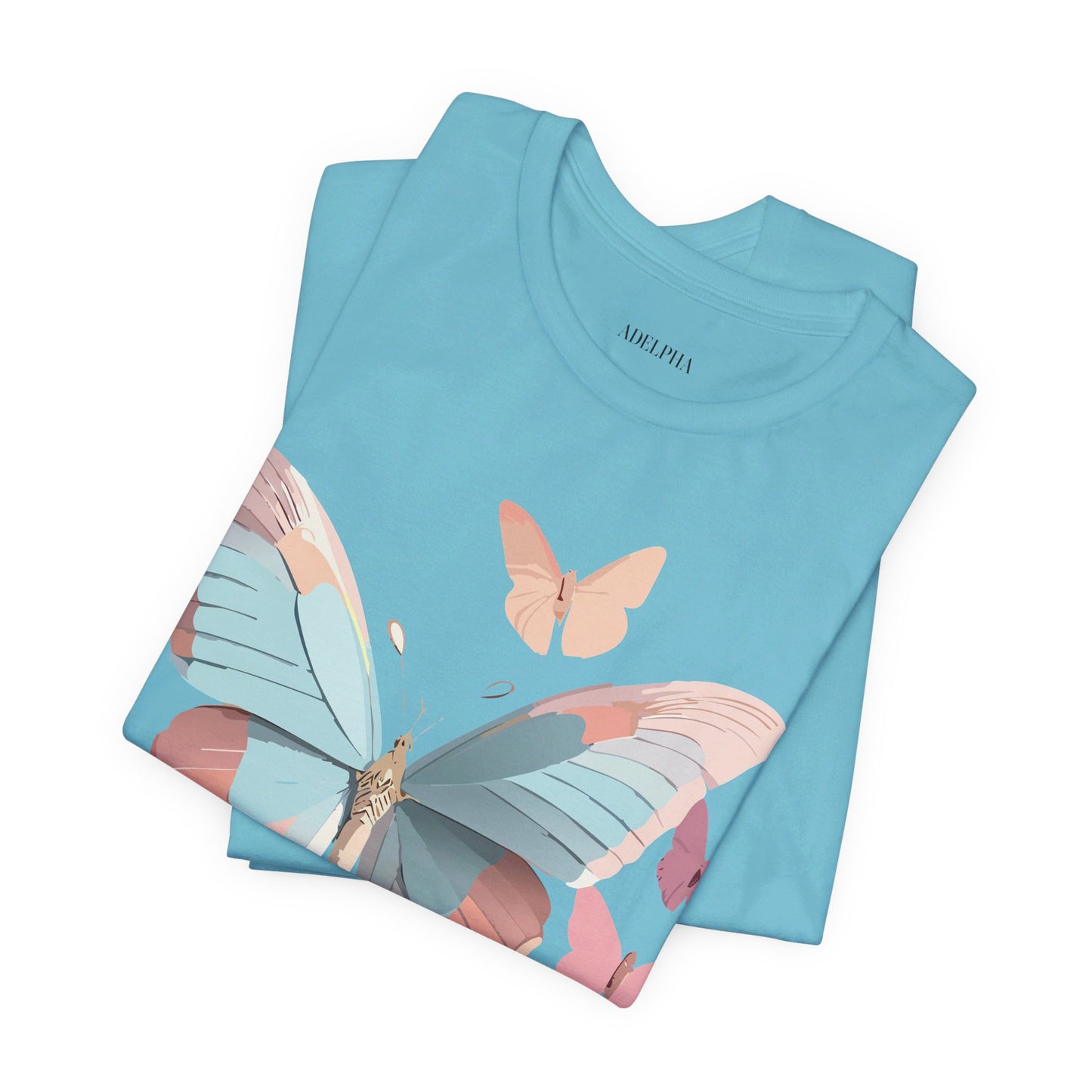 Natural Cotton Tee Shirt with Butterfly