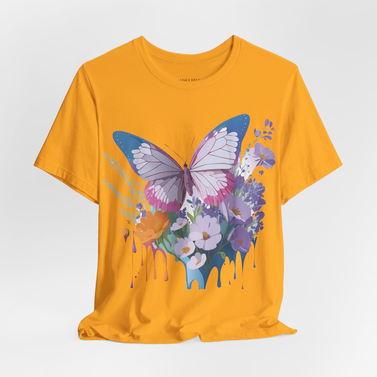 Natural Cotton Tee Shirt with Butterfly