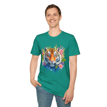 Tiger Print Unisex Gildan Softstyle Tee 64000 100 Percent Ring Spun Cotton