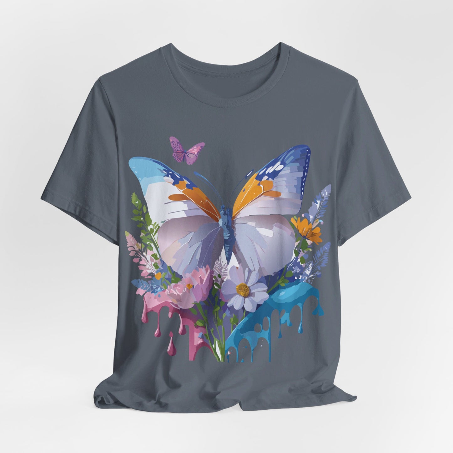 Natural Cotton Tee Shirt with Butterfly