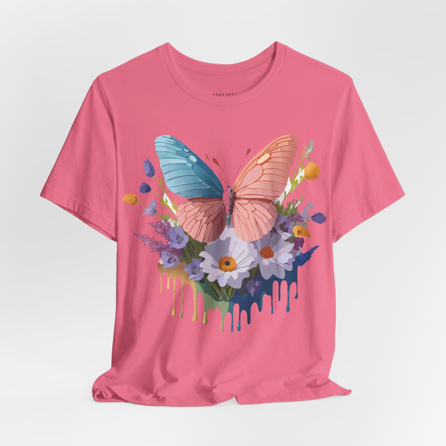 Natural Cotton Tee Shirt with Butterfly