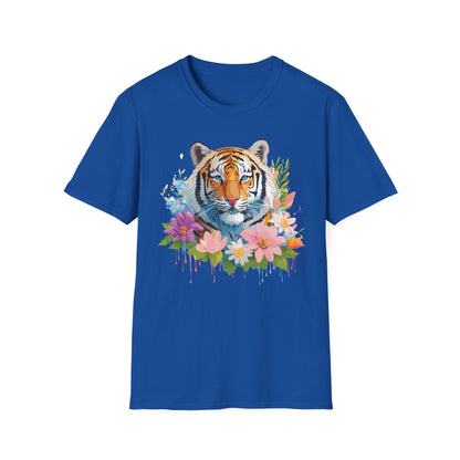 Tiger Print Unisex Softstyle T Shirt 100 Percent Ring Spun Cotton Tee