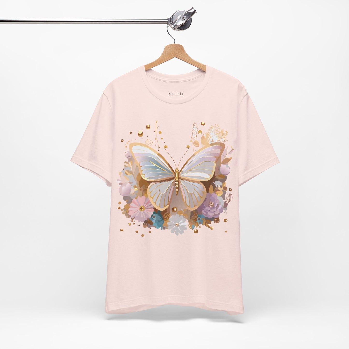 Natural Cotton Tee Shirt with Butterfly