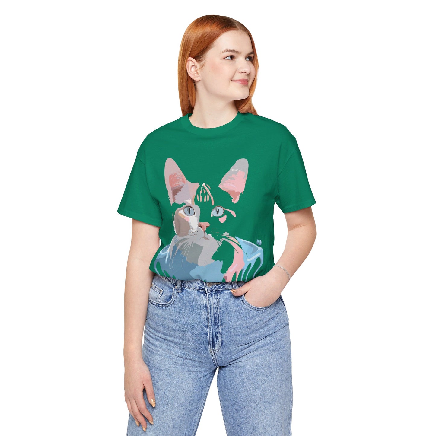 Natural Cotton Tee Shirt with Cat