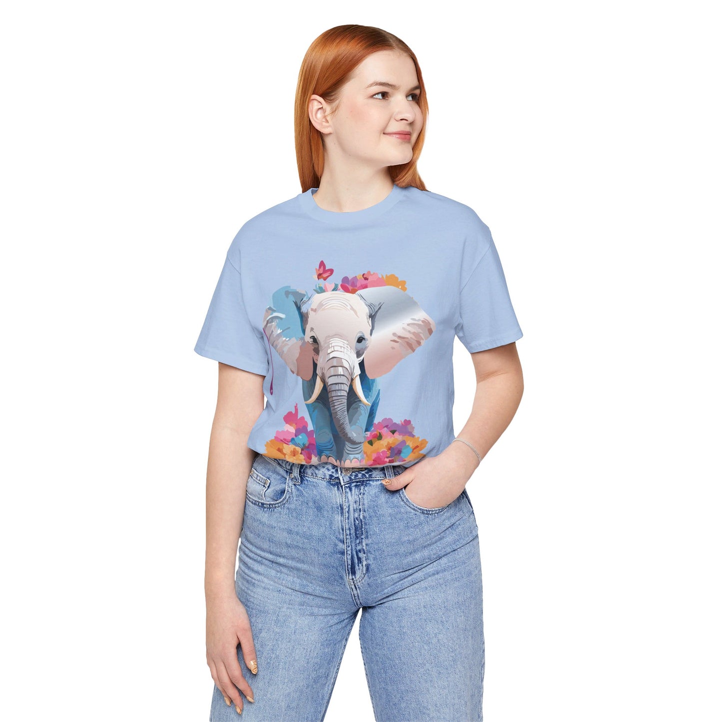 Natural Cotton Tee Shirt with Elephant