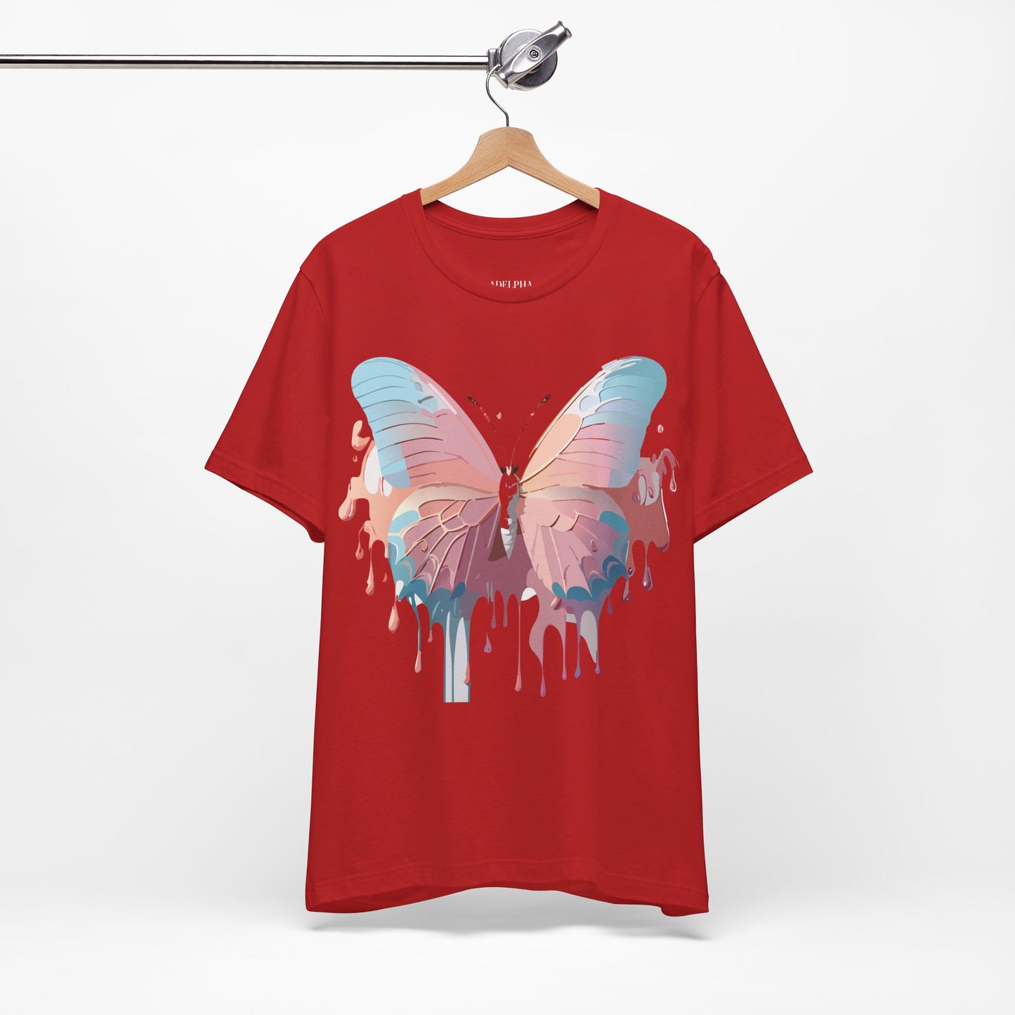 Natural Cotton Tee Shirt with Butterfly