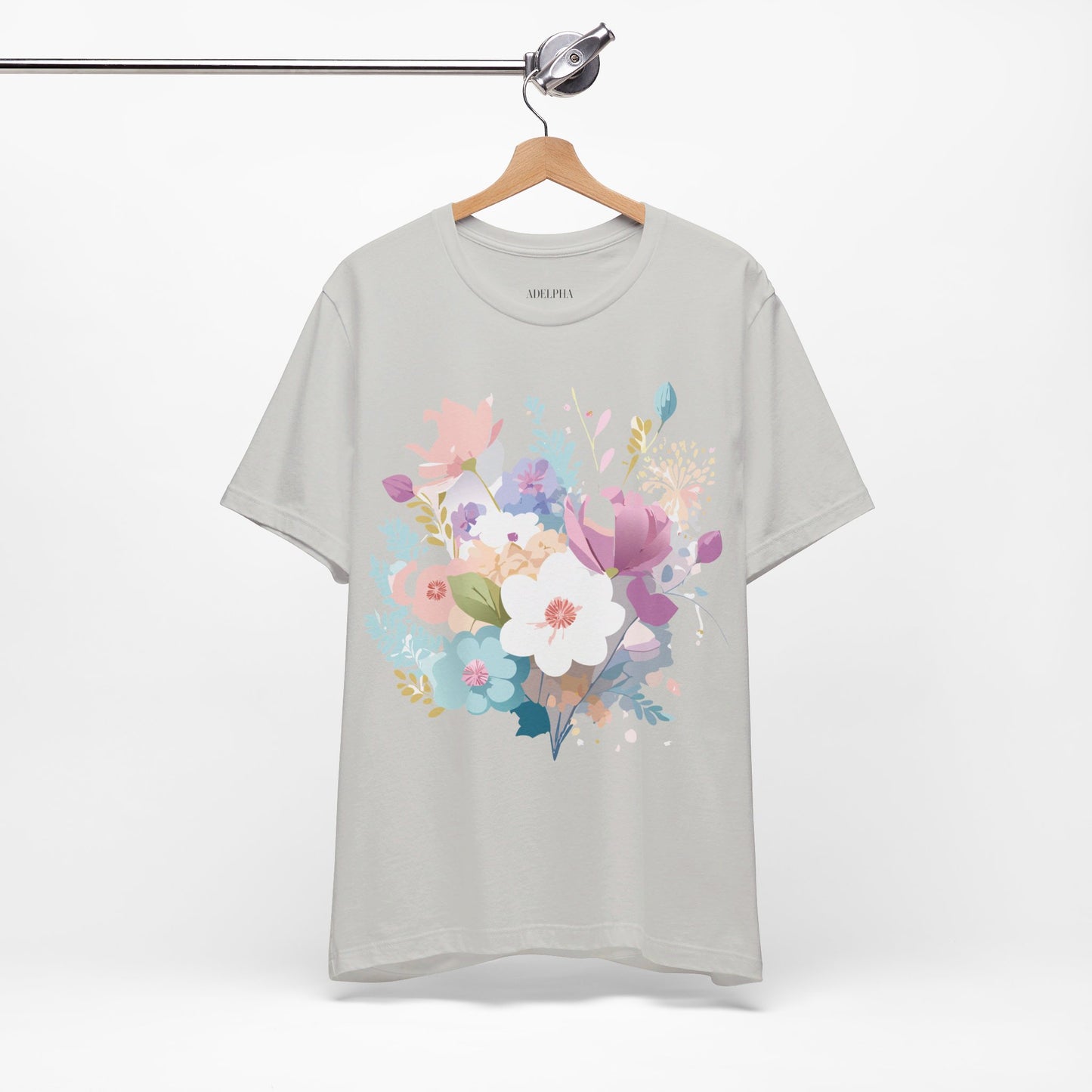 Natural Cotton Tee Shirt with Flowers