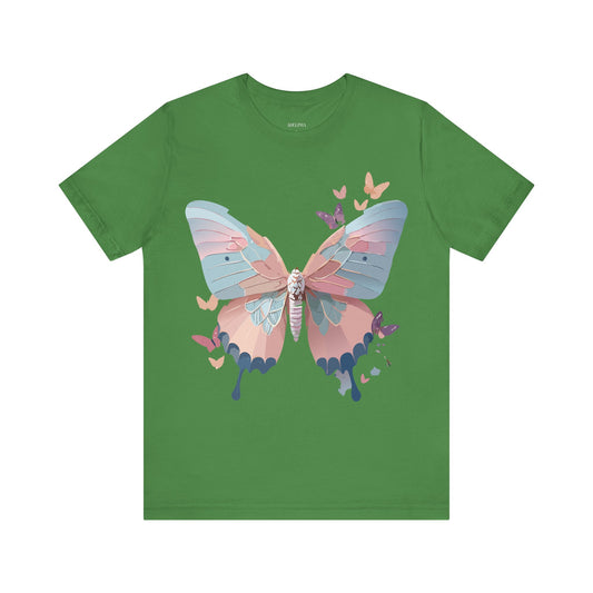 Natural Cotton Tee Shirt with Butterfly