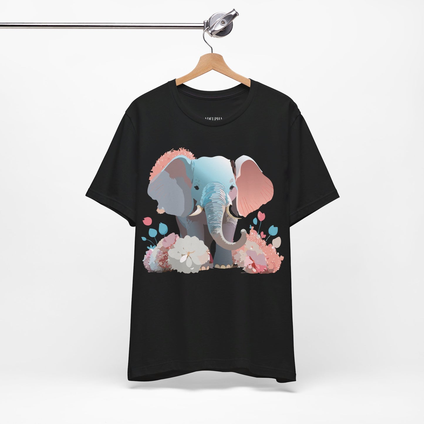 T-shirt en coton naturel avec motif éléphant