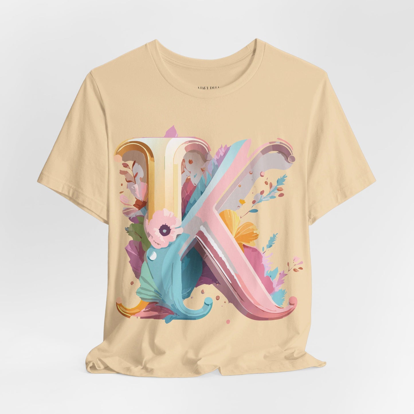 Natural Cotton Tee Shirt - Letters Collection - K