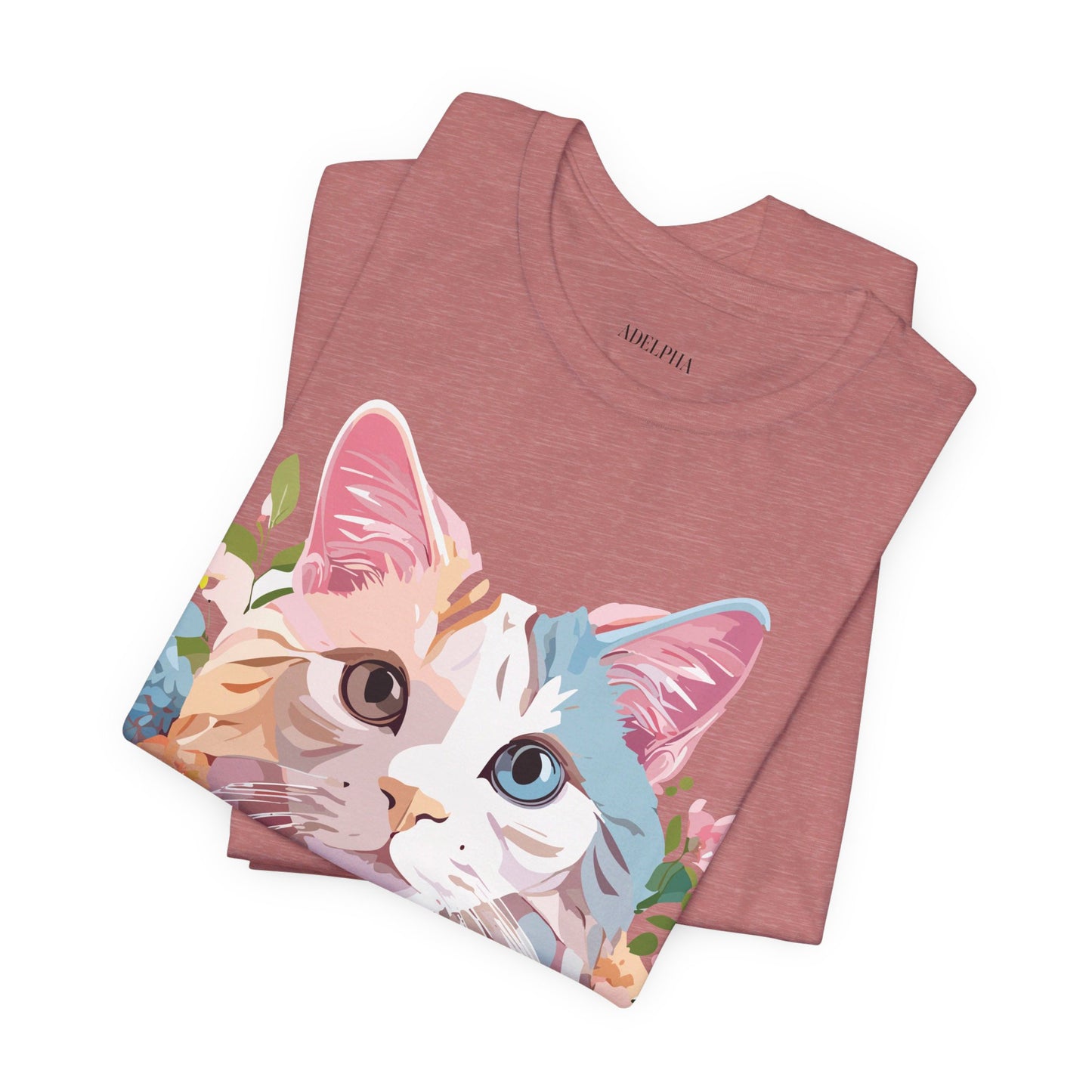 Natural Cotton Tee Shirt with Cat