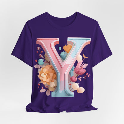 Natural Cotton Tee Shirt - Letters Collection - Y Printify