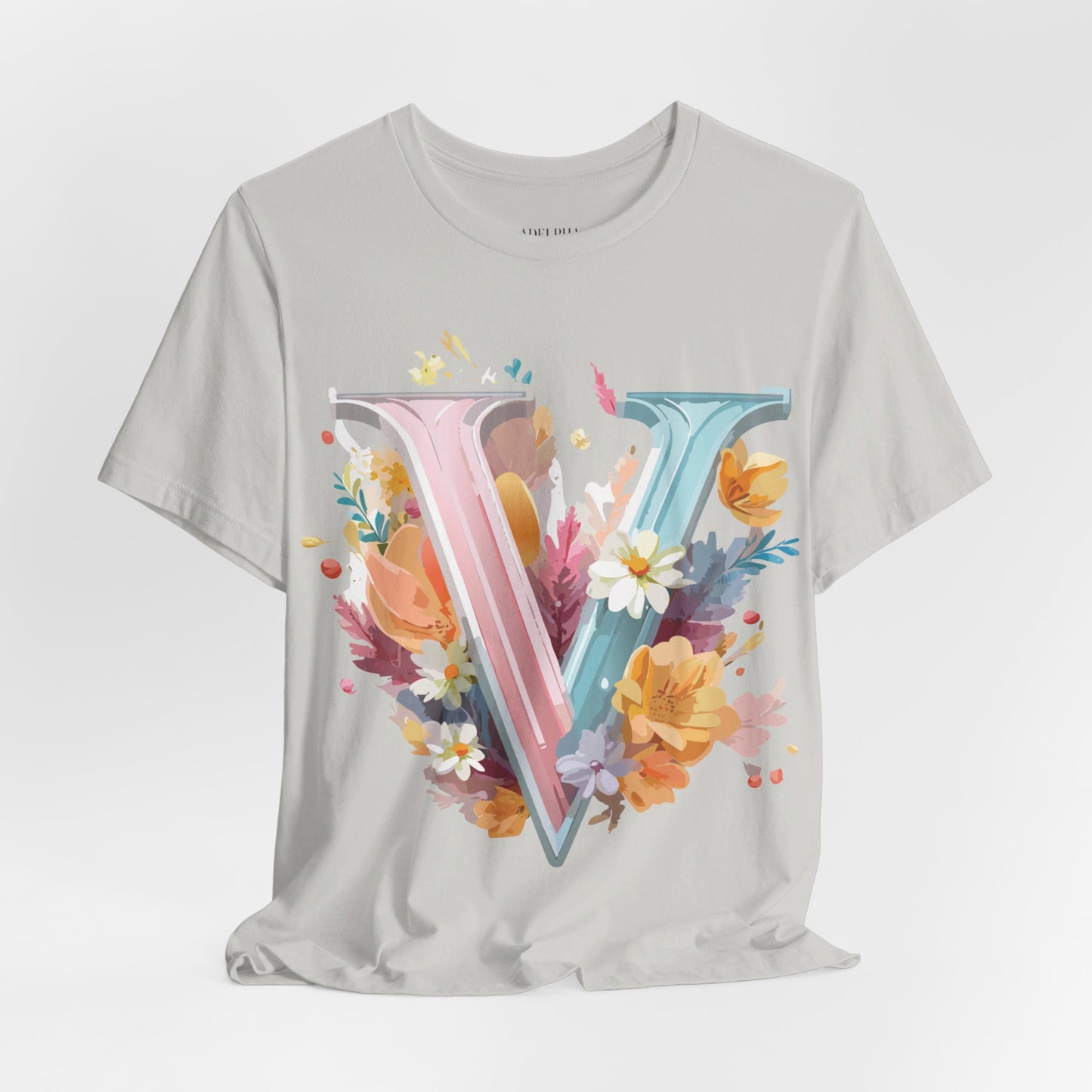 T-Shirt aus natürlicher Baumwolle – Letters Collection – V