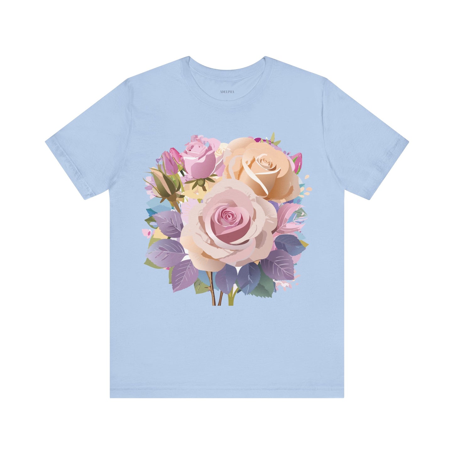 Natural Cotton Tee Shirt with Flowers