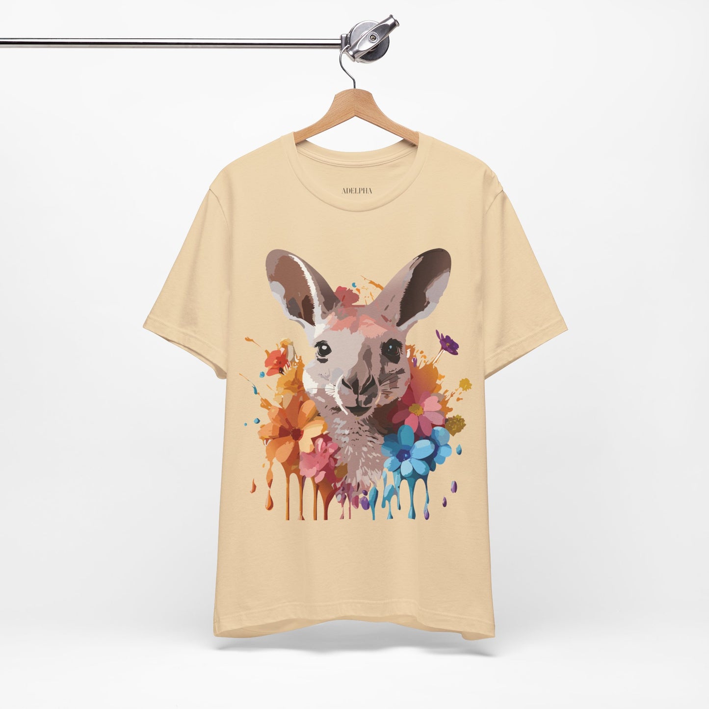 Natural Cotton Tee Shirt with Kangaroo