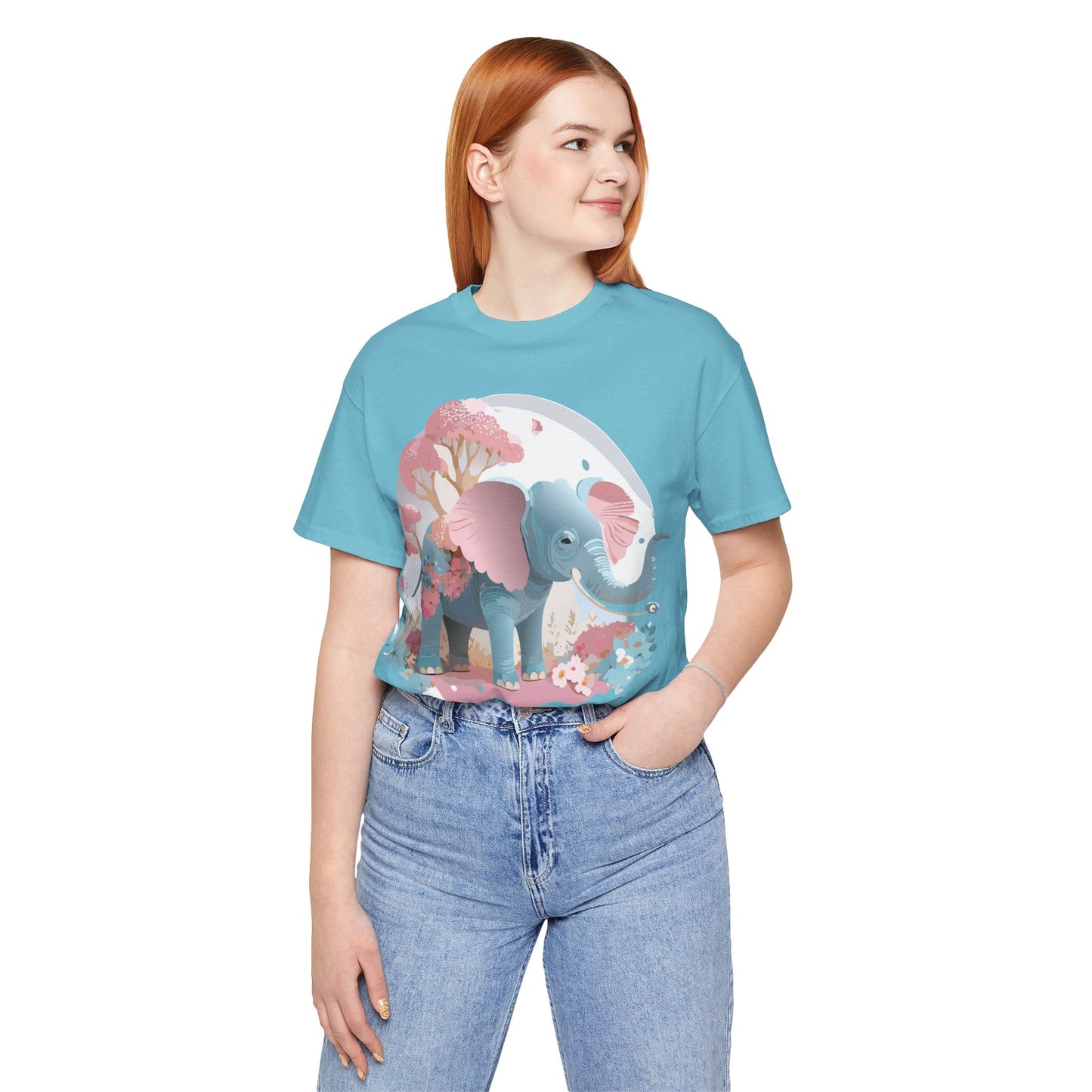 Natural Cotton Tee Shirt with Elephant