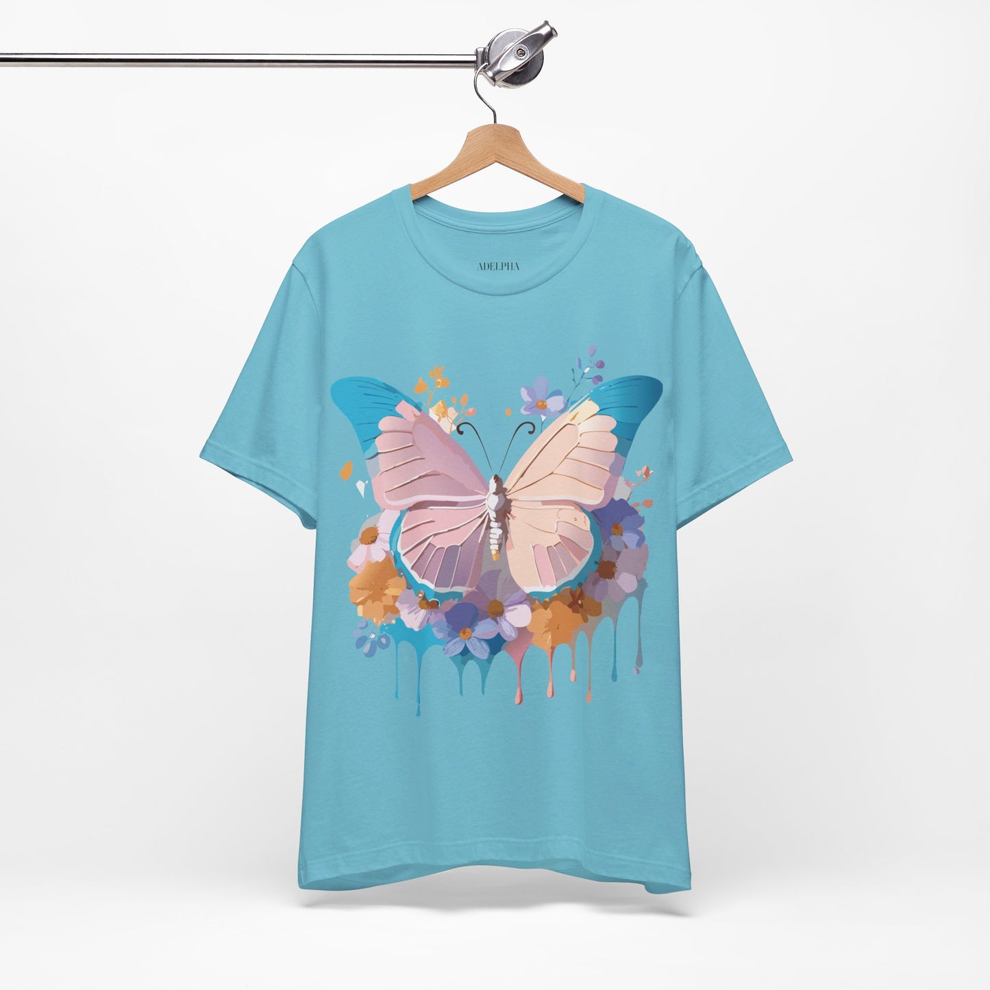 Natural Cotton Tee Shirt with Butterfly