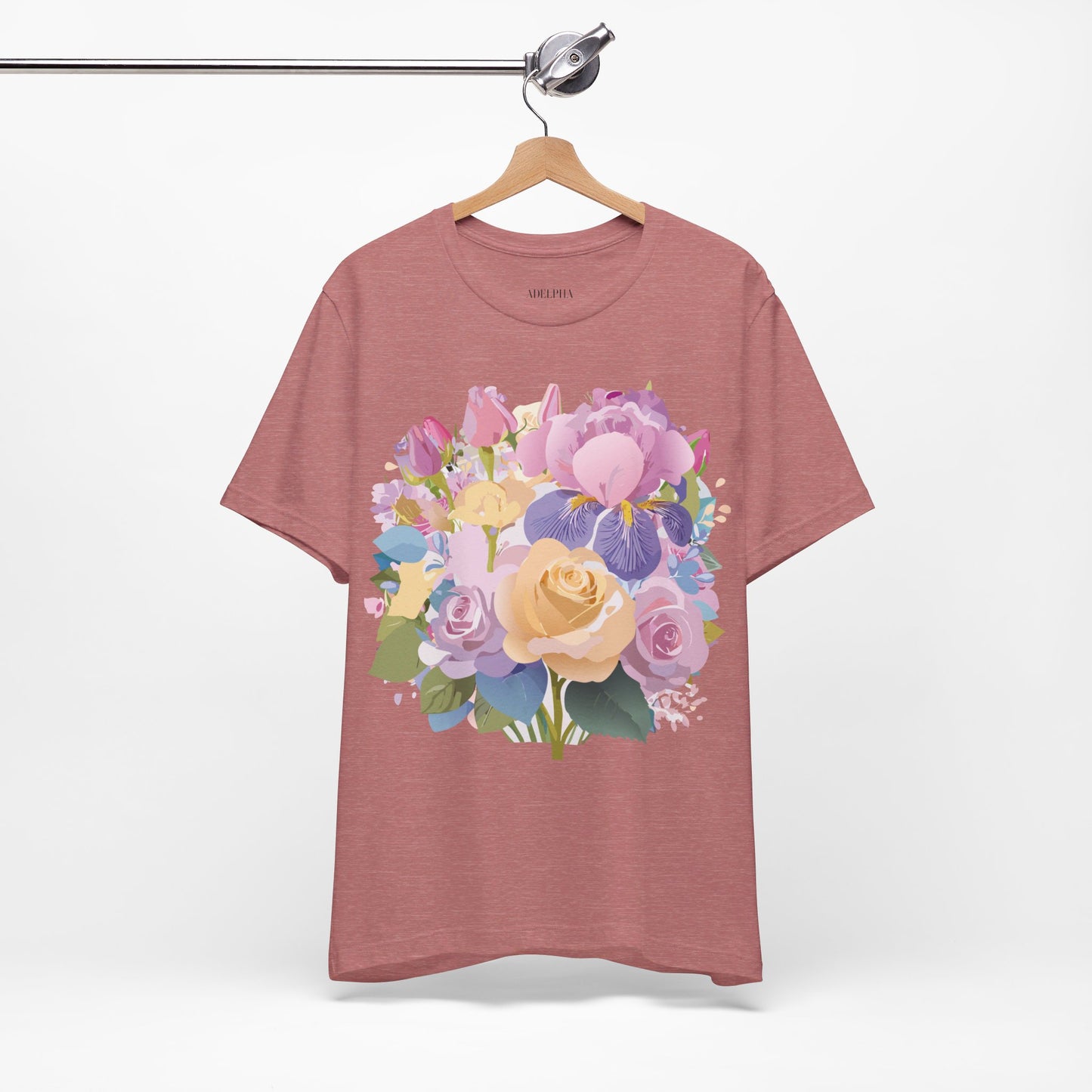 T-shirt en coton naturel avec fleurs