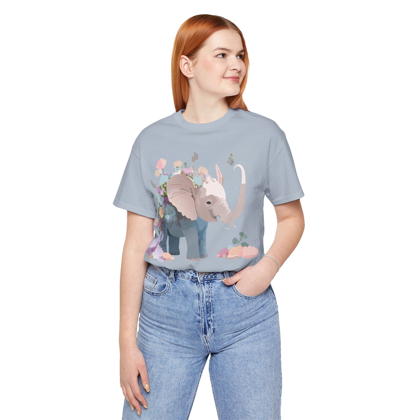 Natural Cotton Tee Shirt with Elephant