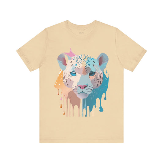 Natural Cotton Tee Shirt with Cheetah