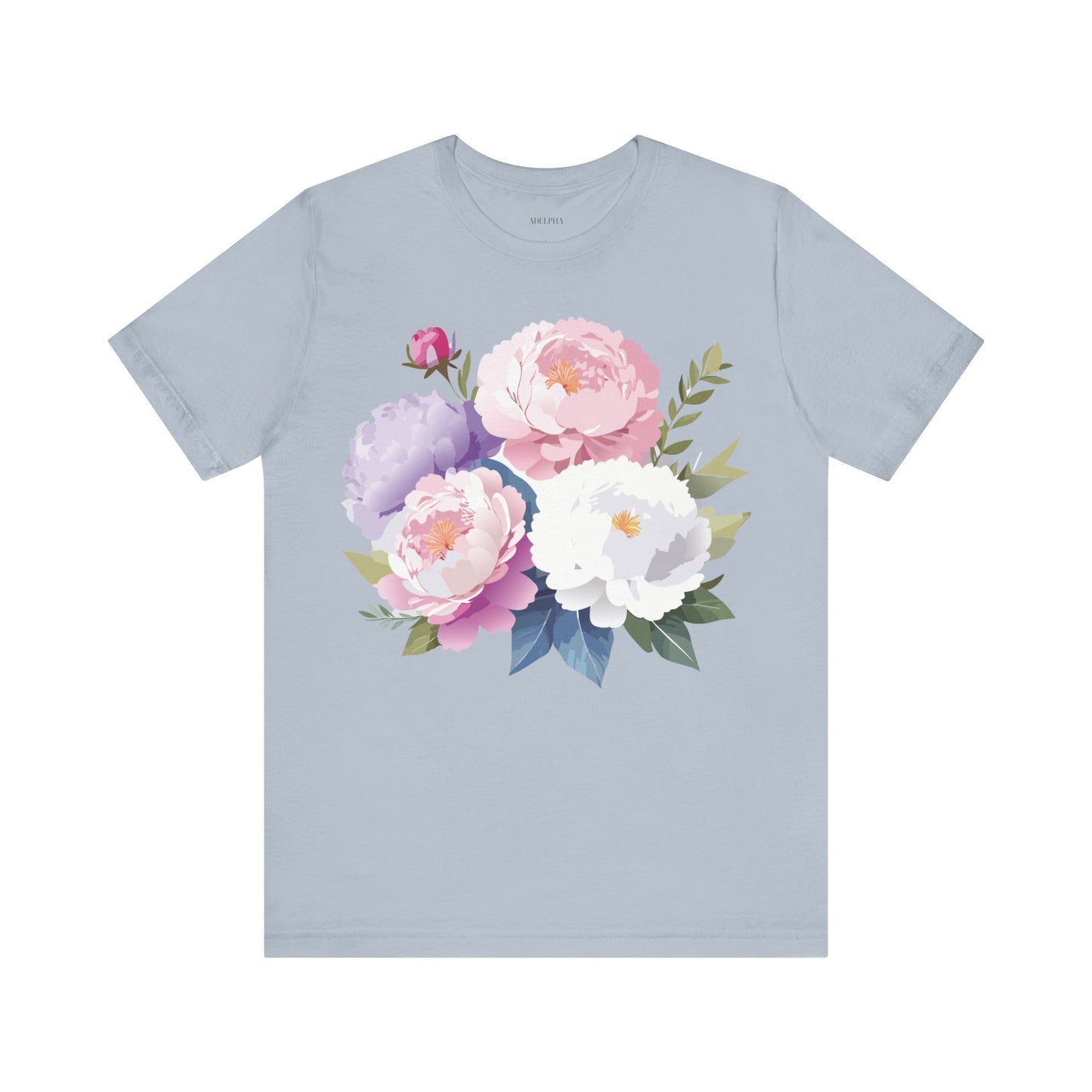 Natural Cotton Tee Shirt with Flowers