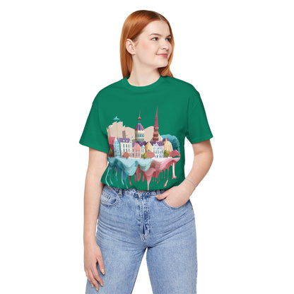 Natural Cotton Tee Shirt - Beautiful Places Collection - Warnemünde and Rostock - Germany Printify