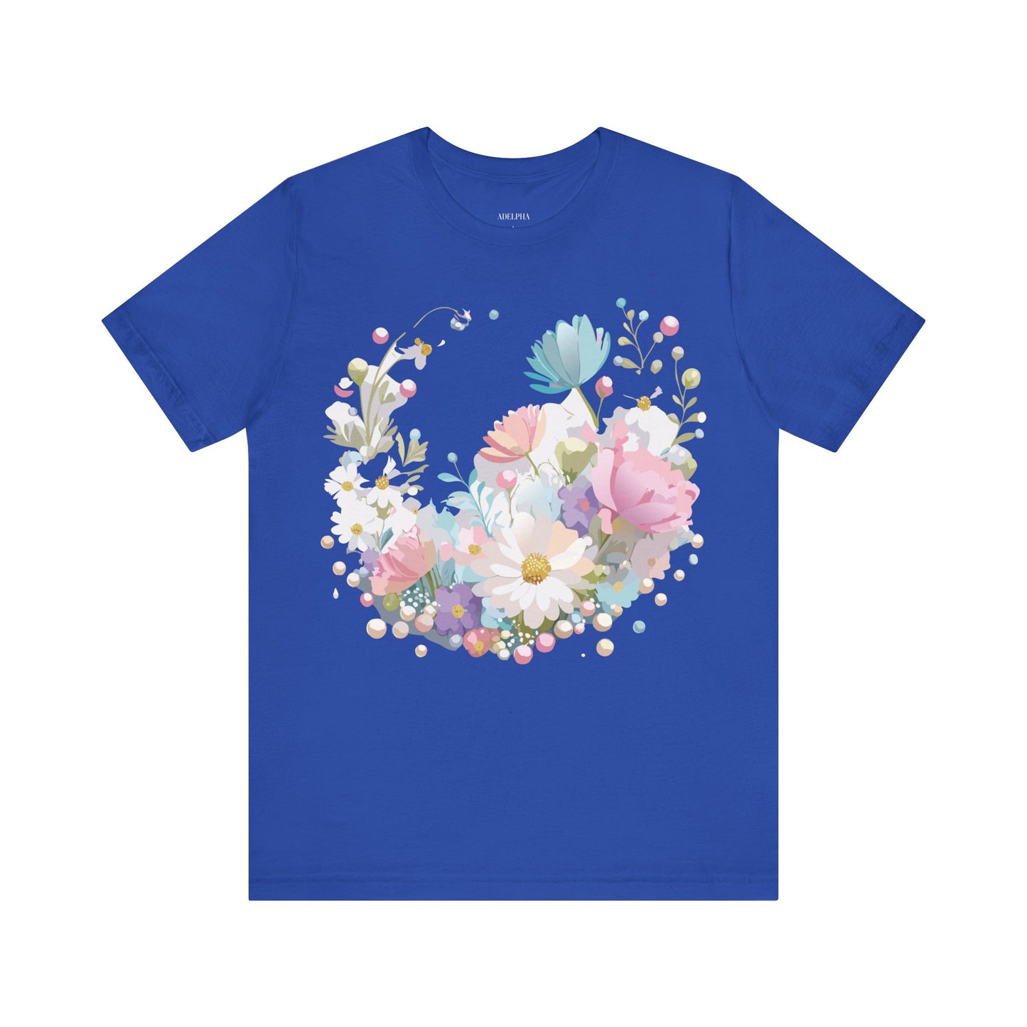 Natural Cotton Tee Shirt with Flowers