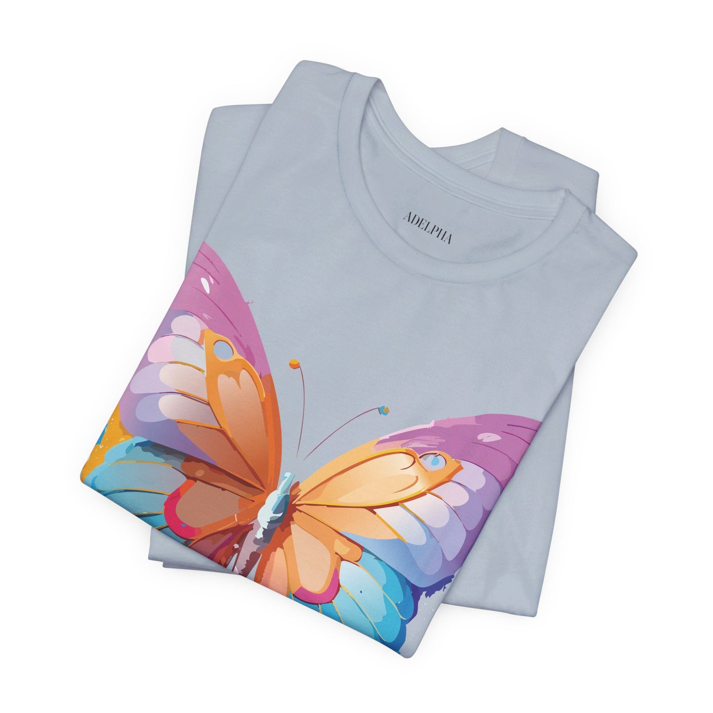 Natural Cotton Tee Shirt with Butterfly