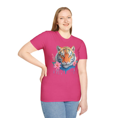 Tiger Unisex Softstyle T Shirt 100 Percent Cotton Gildan 64000 Animal Tee