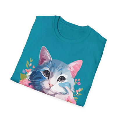 Cat Shirt Unisex Cat Tee Kitten Print Gildan Softstyle 64000