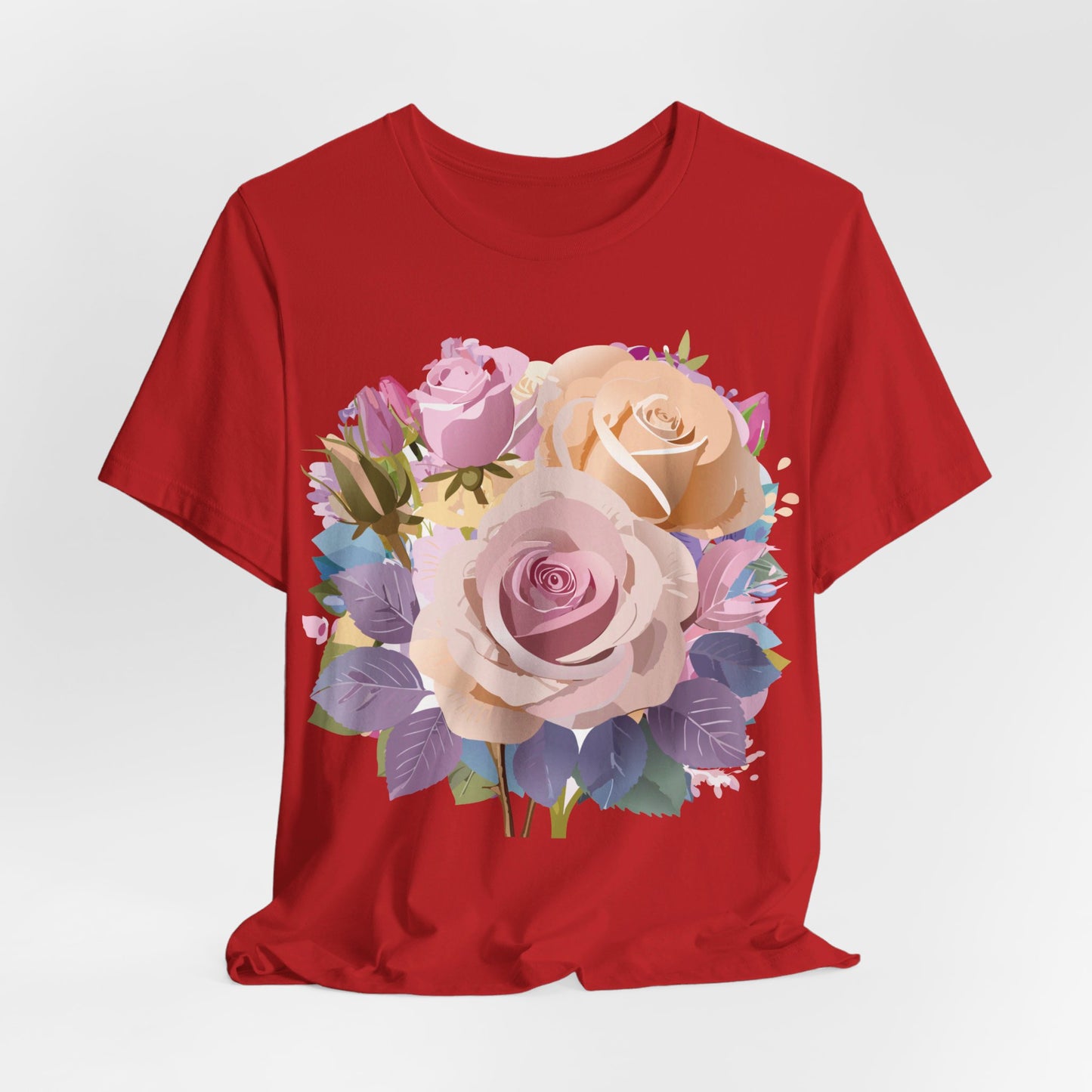 Natural Cotton Tee Shirt with Flowers