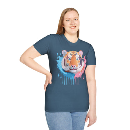 Tiger Shirt Unisex Animal Print Tee Gildan Softstyle 64000 Cotton
