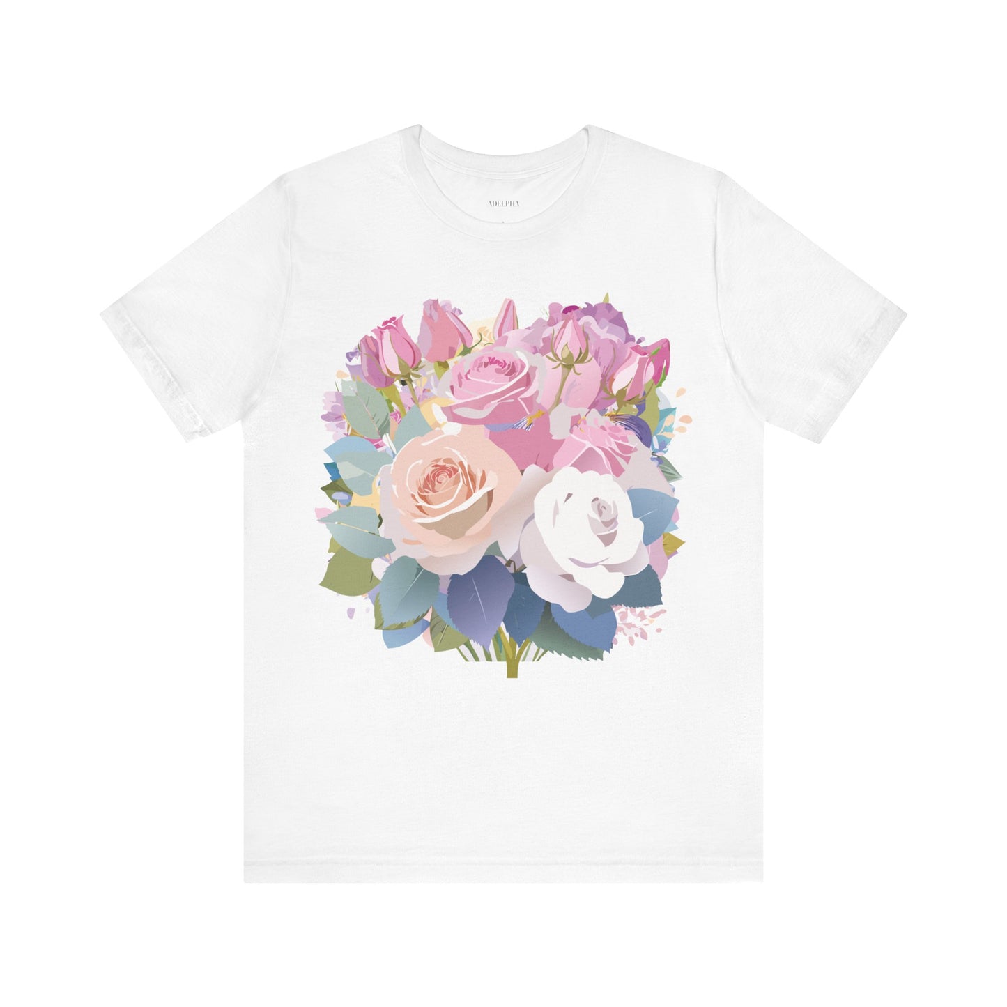 Natural Cotton Tee Shirt with Flowers