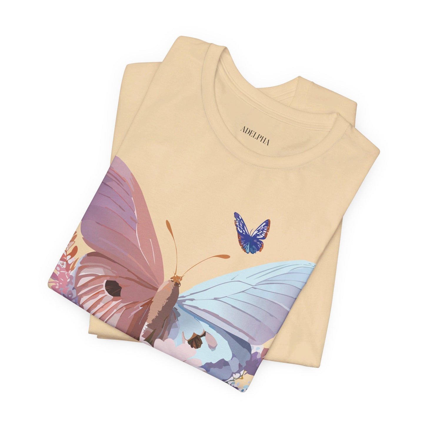 Natural Cotton Tee Shirt with Butterfly