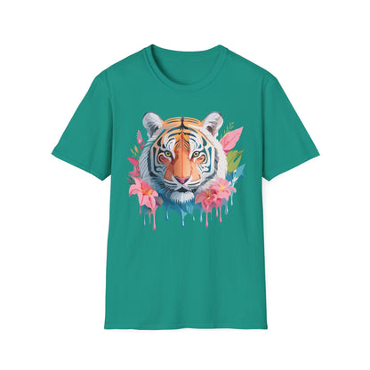 Tiger Print Unisex Softstyle T Shirt Short Sleeve Gildan 64000 Tee