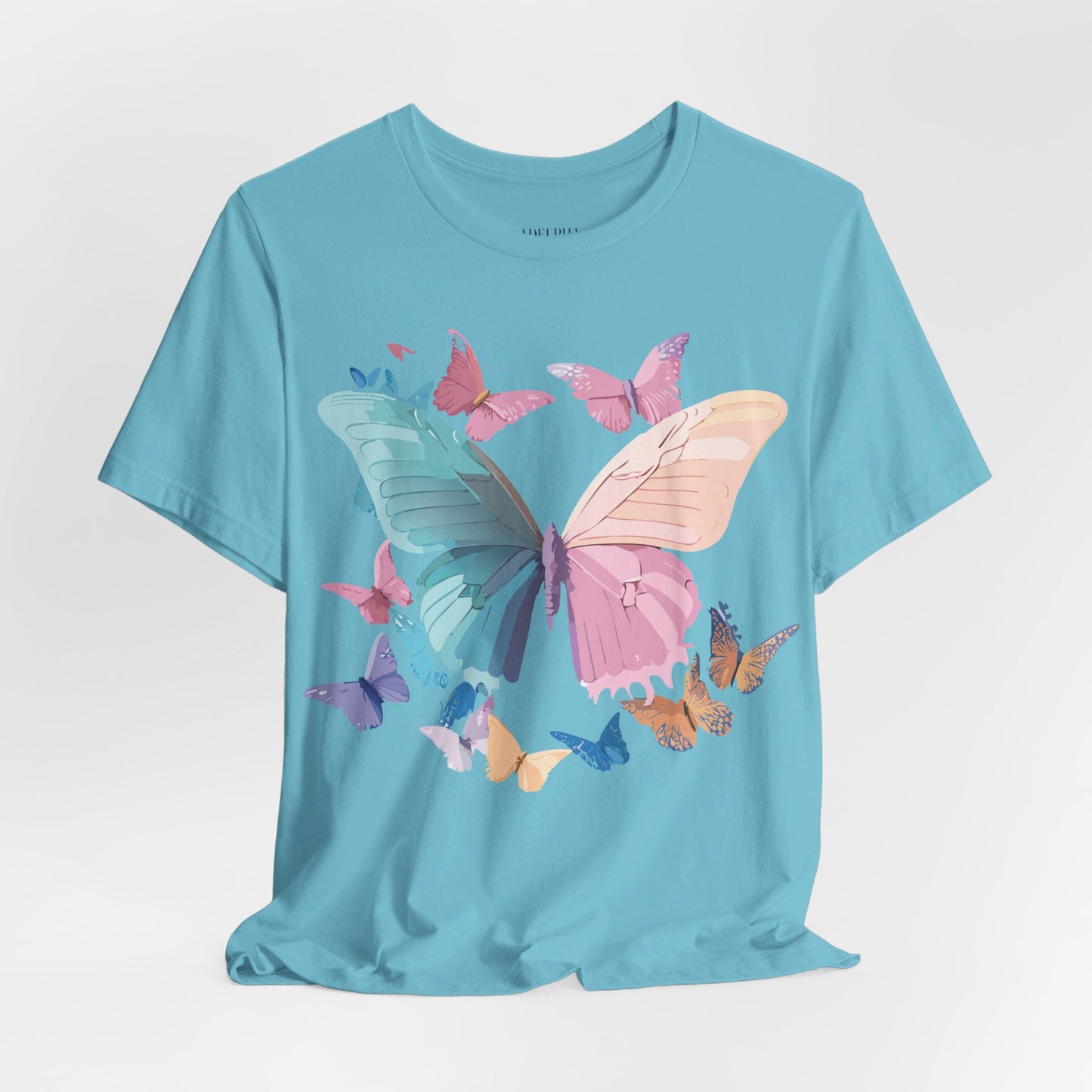 Natural Cotton Tee Shirt with Butterfly