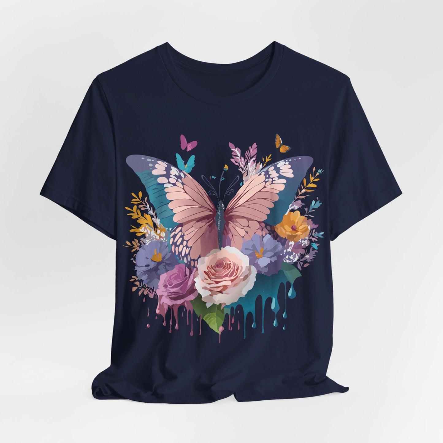 Natural Cotton Tee Shirt with Butterfly