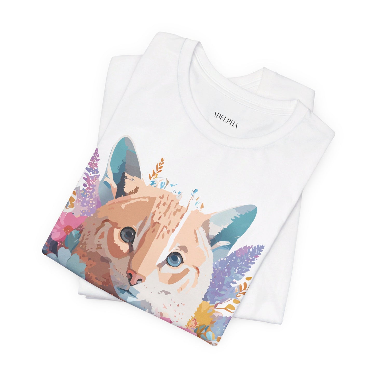 Natural Cotton Tee Shirt with Cat