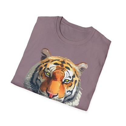 Tiger Print T Shirt Unisex Animal Tee 100 Percent Cotton Softstyle Gildan 64000