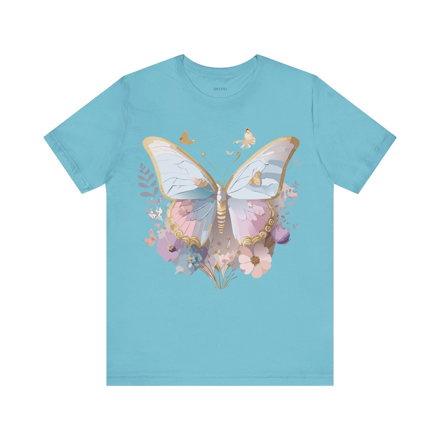 Natural Cotton Tee Shirt with Butterfly