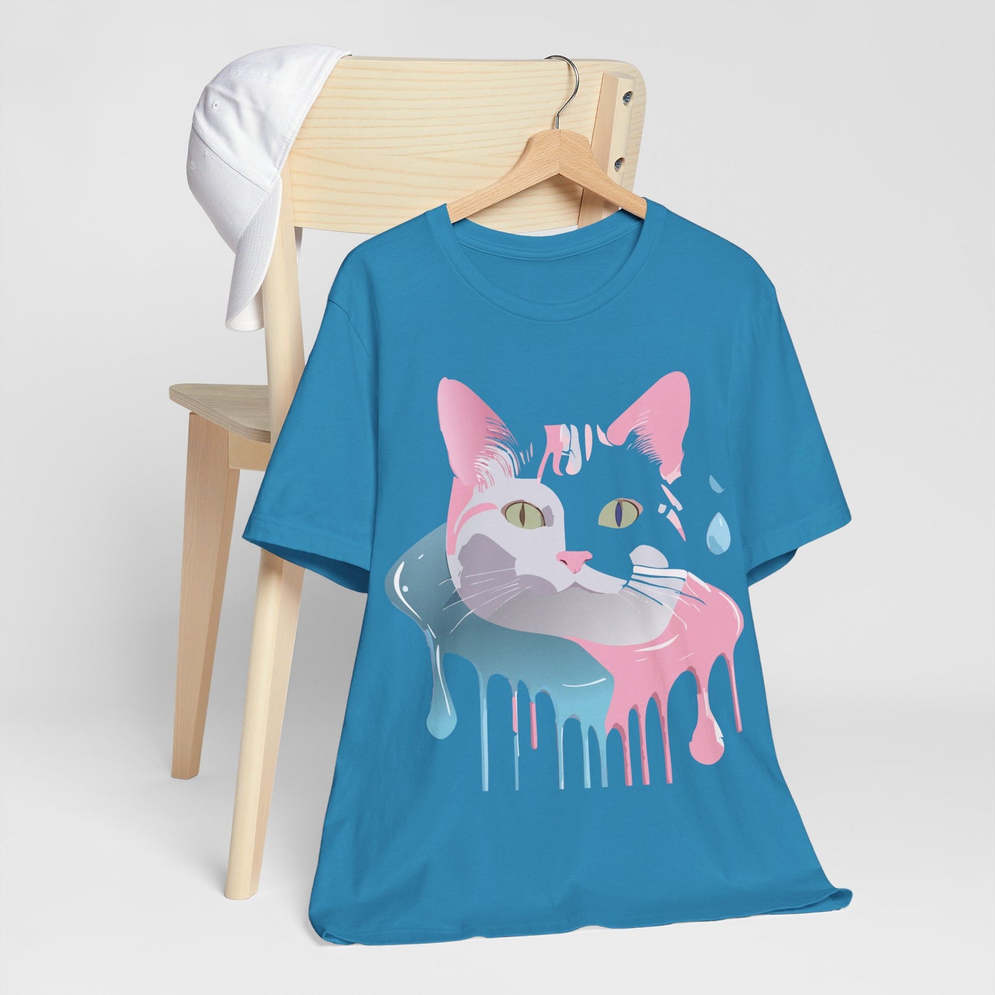 Natural Cotton Tee Shirt with Cat