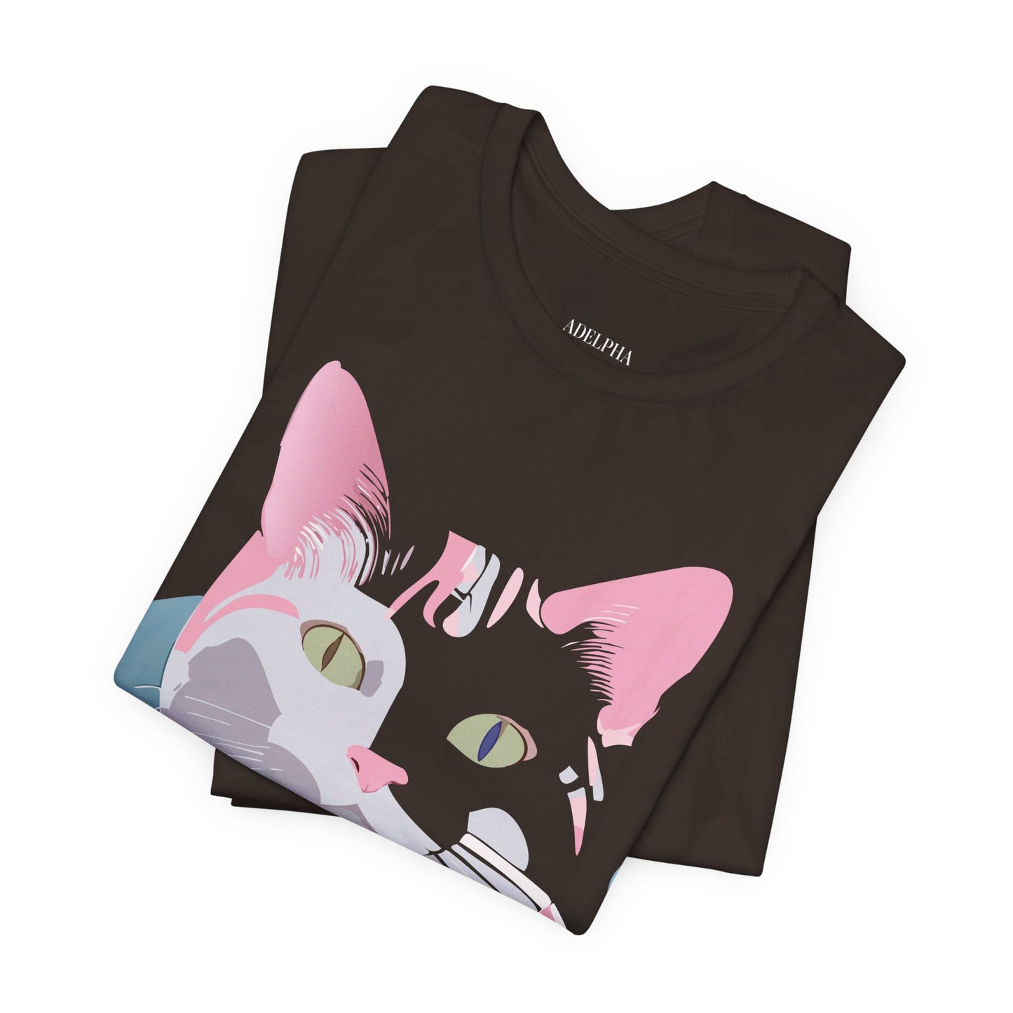 Natural Cotton Tee Shirt with Cat