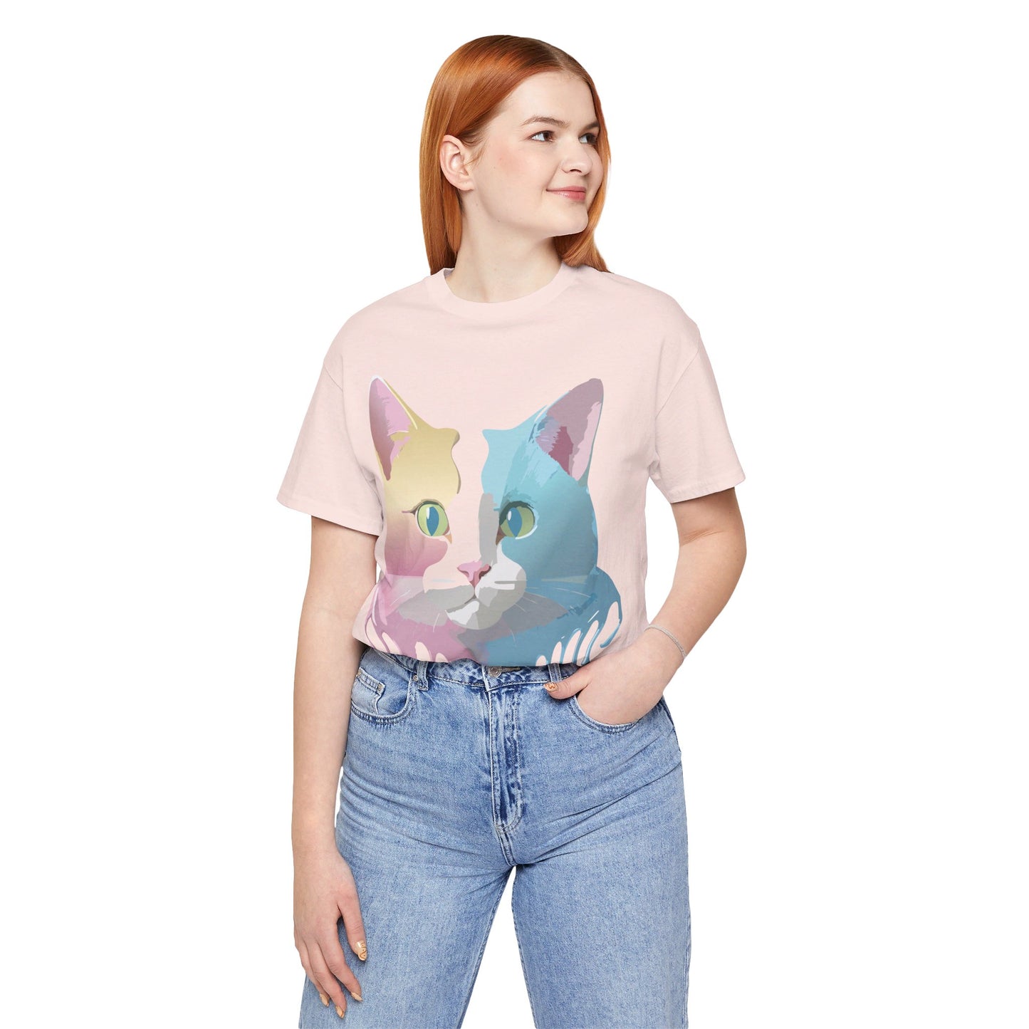 Natural Cotton Tee Shirt with Cat