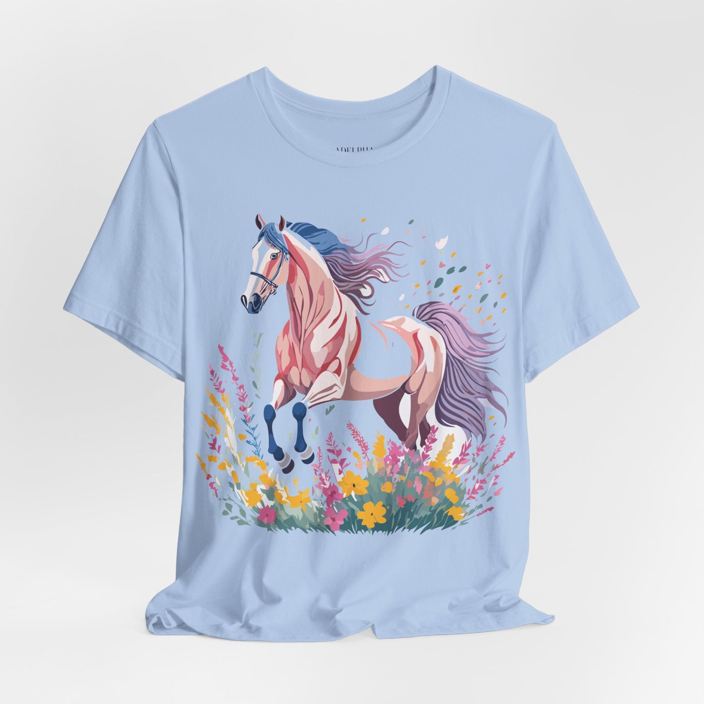 Natural Cotton Tee Shirt with Horse