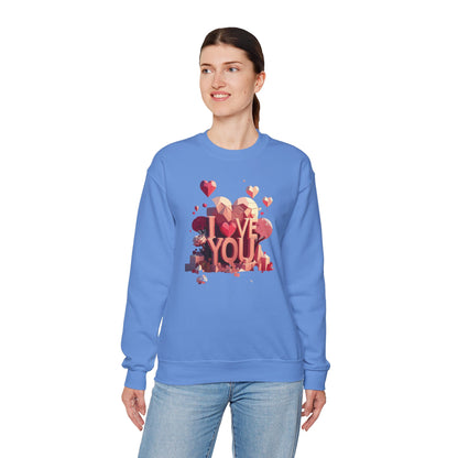 Unisex Heart Love Sweatshirt Floral Valentines Day Cotton Poly Fifty Fifty Blend