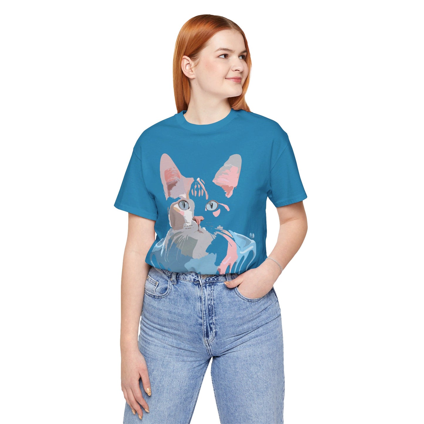 T-Shirt aus natürlicher Baumwolle mit Katze