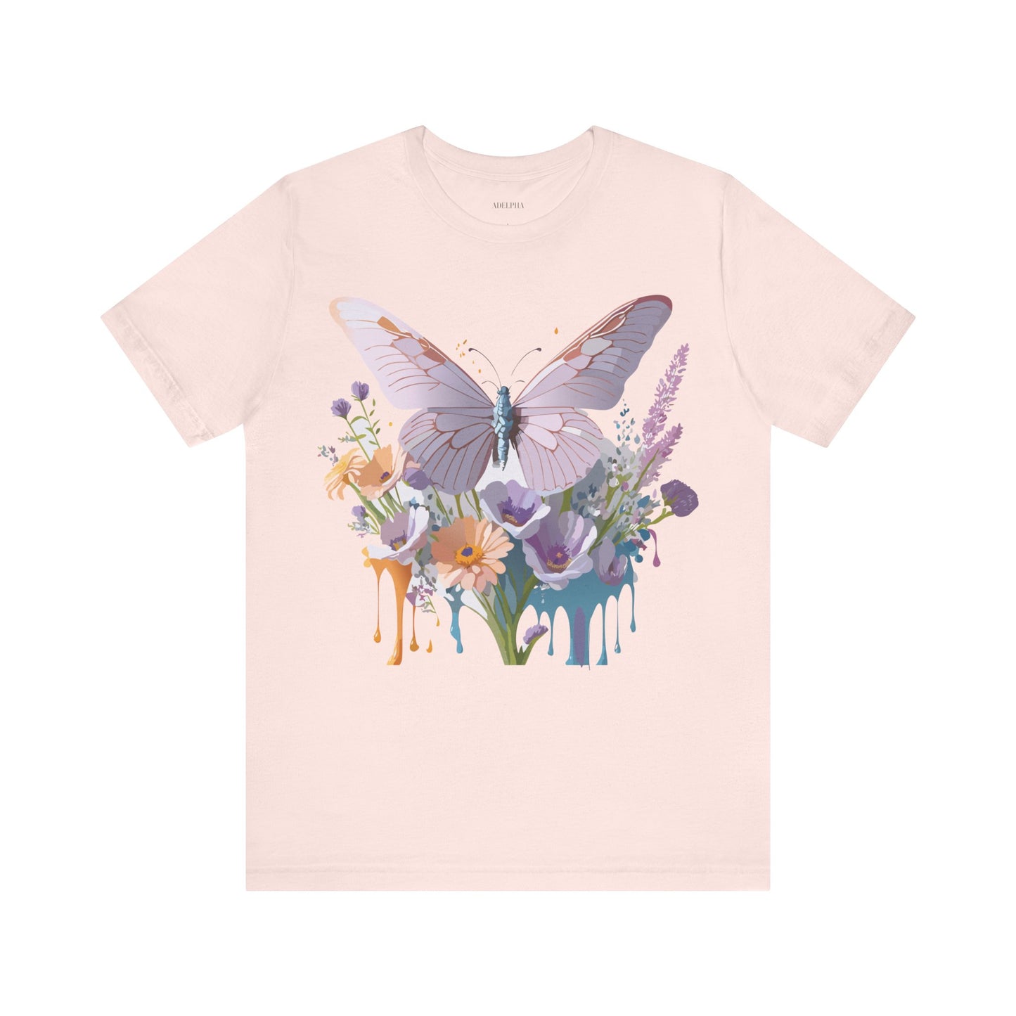 Natural Cotton Tee Shirt with Butterfly